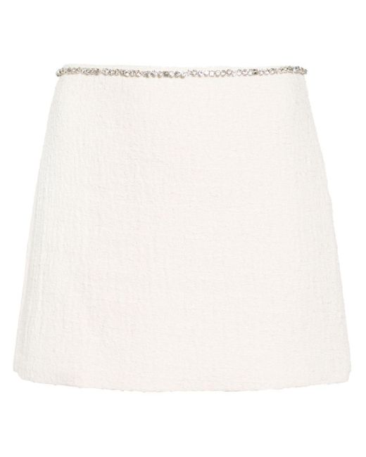 Minijupe en tweed à ornements de perles N°21 en coloris White