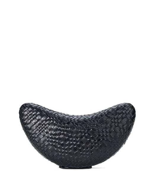 Staud Blue Crescent Woven Clutch Bag