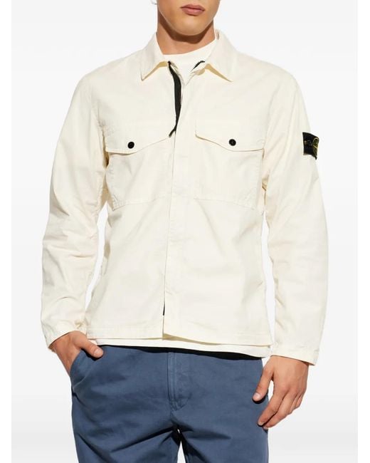 Stone Island White Logo-Patch Jacket for men