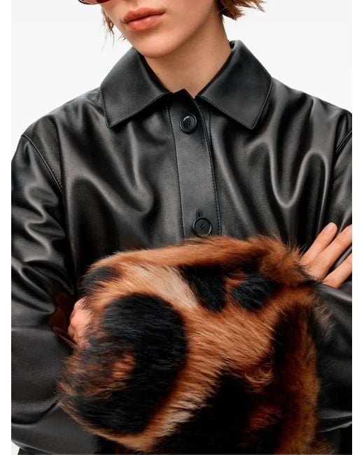 Loewe ファートリム レザージャケット Black