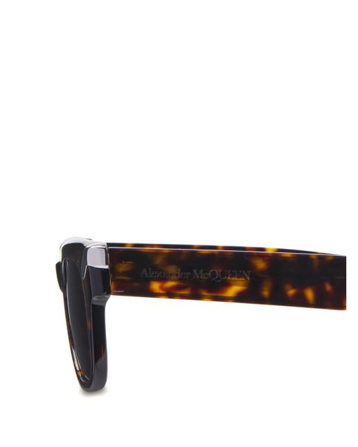 McQueen Brown Punk Rivet Square-Frame Sunglasses for men