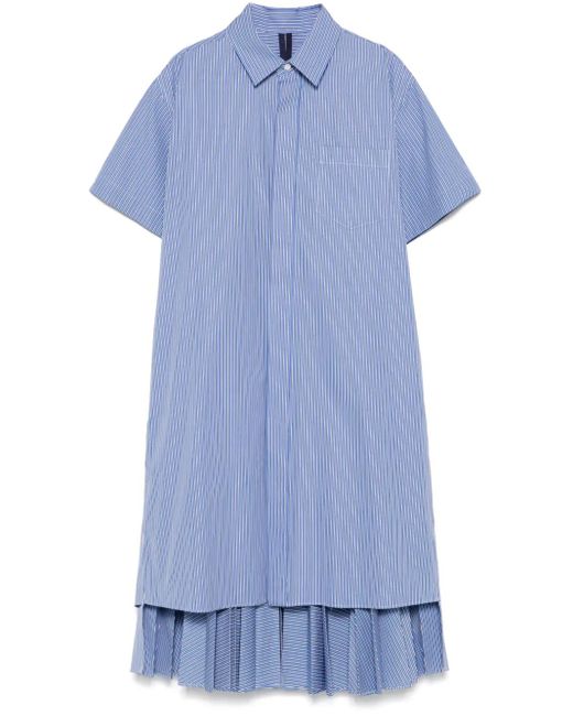 Sacai Striped Mini Dress in Blue | Lyst