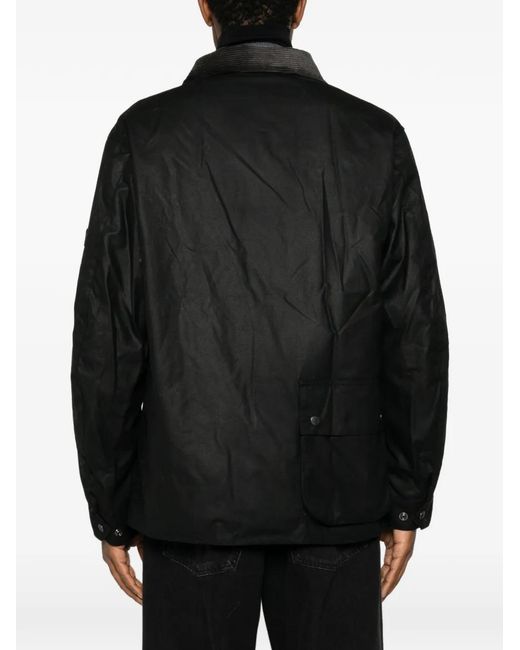 Barbour Black Waxed-Cotton Corduroy-Collar Jacket for men