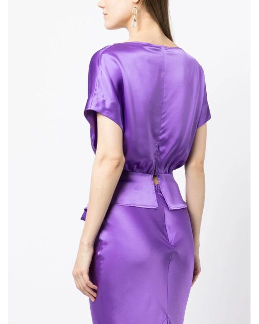 Michelle Mason Purple Open-Neck Top