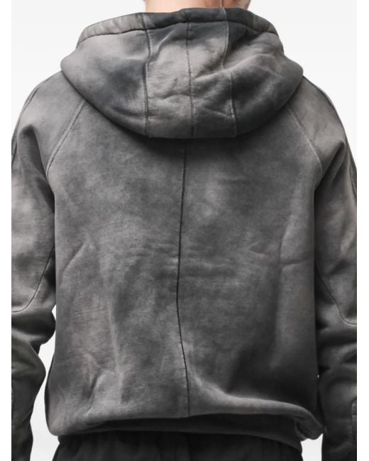 Thom Krom Gray Stone-Wash Zip-Up Hoodie for men