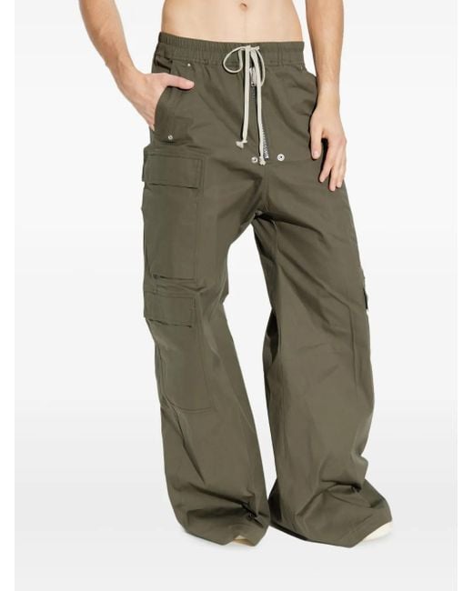 Rick Owens Green Drawstring Cargo Trousers for men