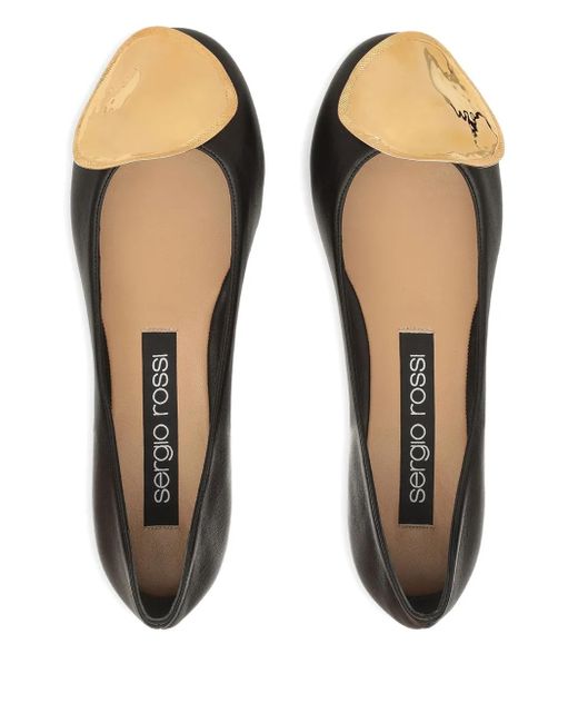 Sergio Rossi レザーフラットシューズ Black