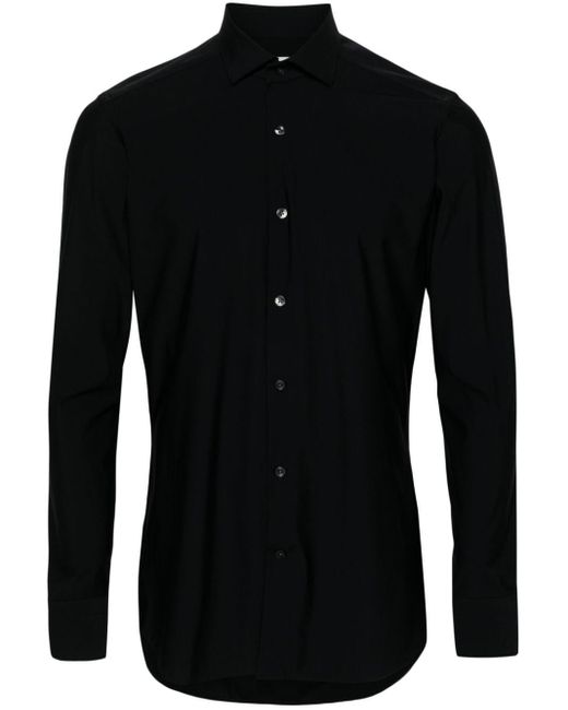 Tintoria Mattei 954 Black Spread-collar Button-up Shirt for men