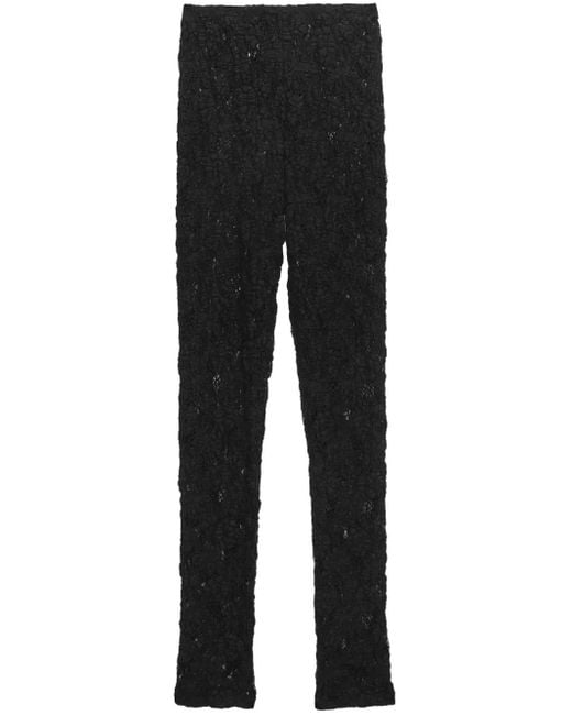 MSGM Black Lace Knitted Trousers