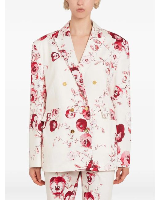 Giambattista Valli Pink Floral Double-Breasted Jacket