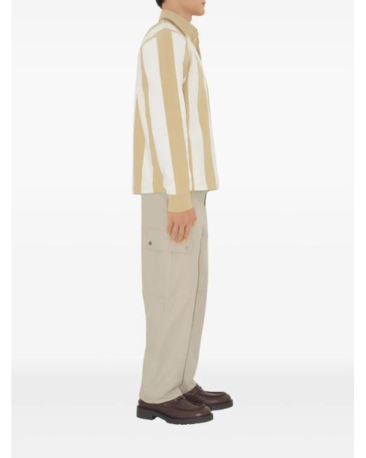 Burberry Natural Striped Cotton Polo Shirt for men