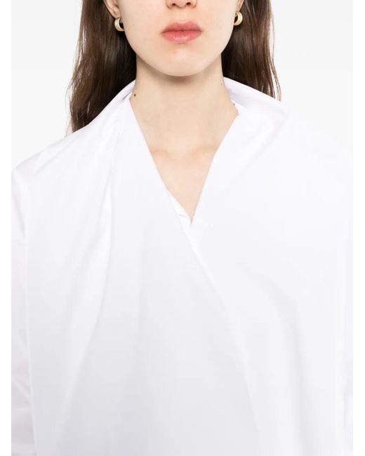 Moohong White Shall-Collar Layered Shirt