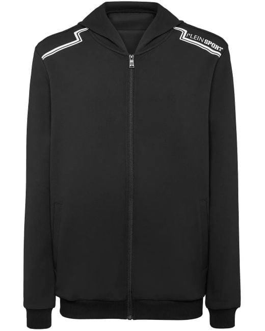 Philipp Plein Black Zip-Down Hoodie for men
