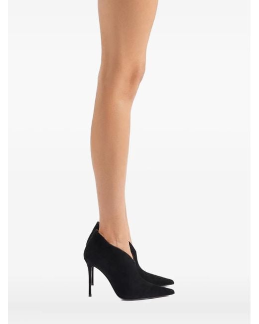 Giuseppe Zanotti Black Pointed-Toe V-Cut Suede Heeled Pumps