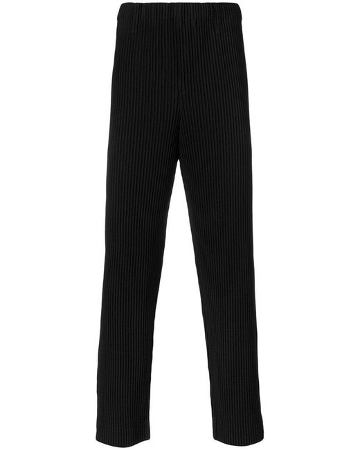 Homme Plissé Issey Miyake Black Ribbed Trousers for men