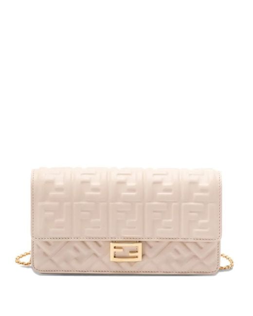 Fendi Natural Wallet On Chain Baguette Clutch Bag