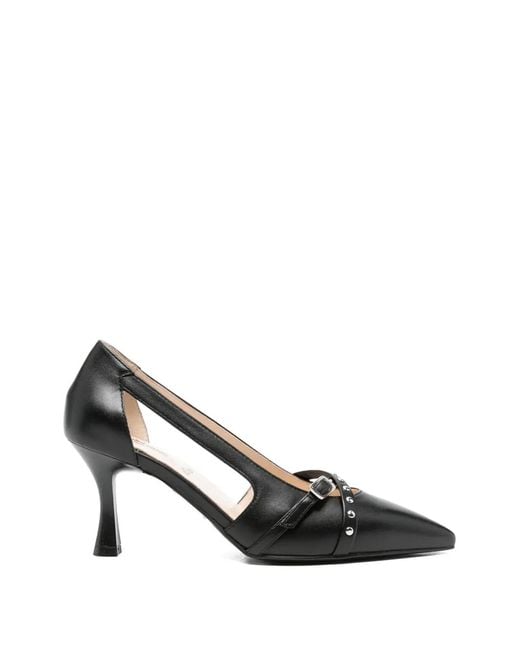 Nero Giardini Black Studded-Strap Pumps