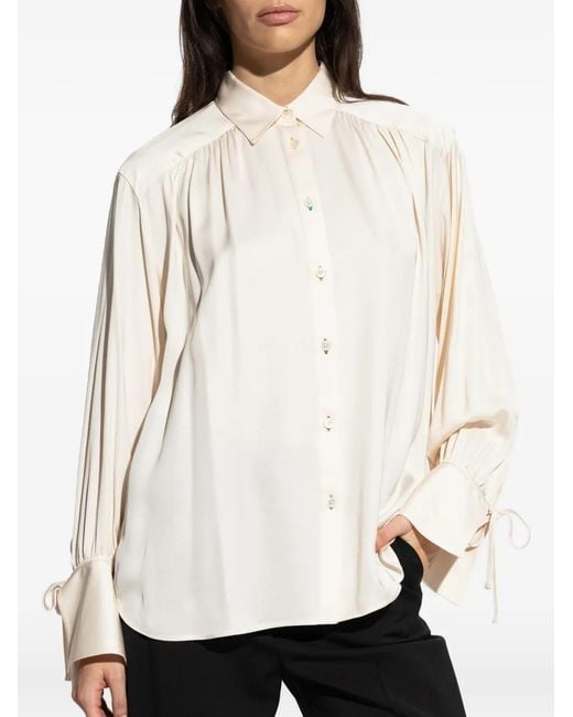 Paul Smith White Tie-Cuff Button-Down Top