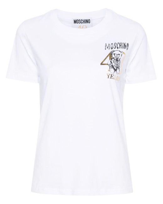 Moschino White Teddy Bear-print Cotton T-shirt
