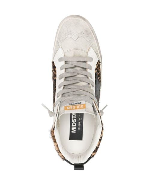 Golden Goose Deluxe Brand White Mid Star Leopard Print Sneakers