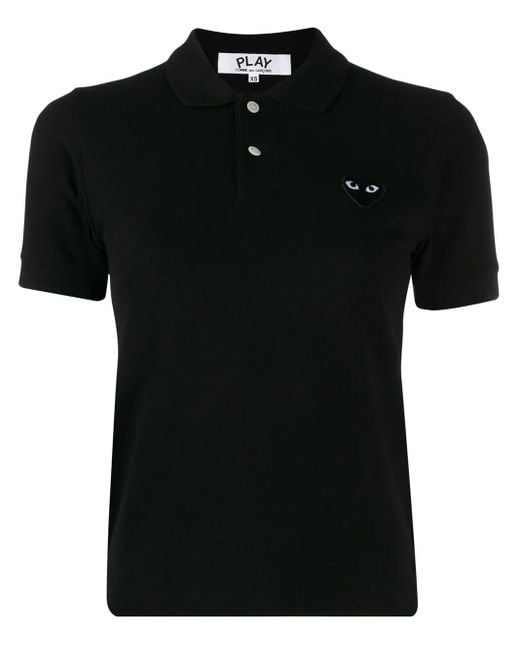 COMME DES GARÇONS PLAY Black Embroidered Heart Polo Shirt