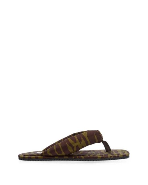 The Attico Brown Indie Zebra-Print Flip Flops