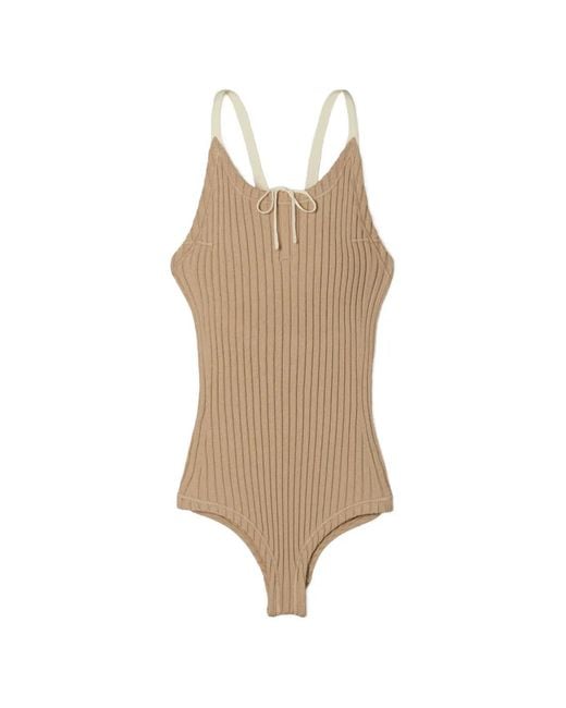 Tory Burch Natural Combinaison Côtelée Colorblock
