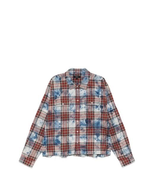 Purple Brand White Bleached-Effect Check-Pattern Shirt for men