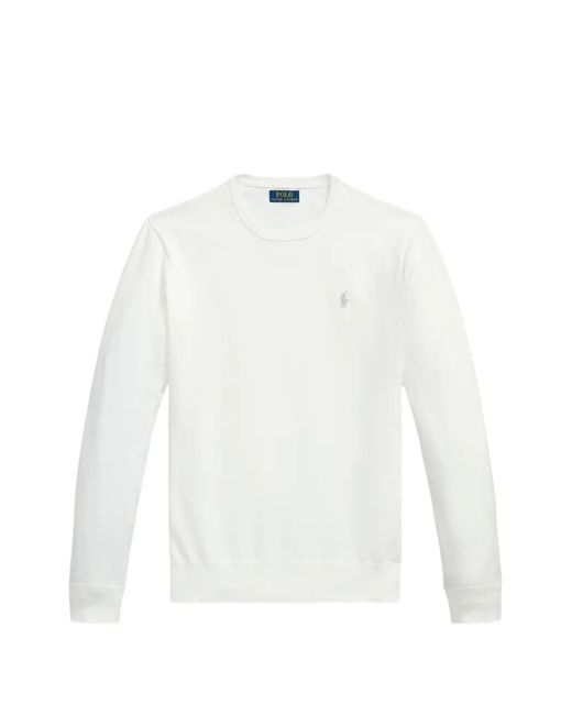 Polo Ralph Lauren White Logo-Embroidered Crew-Neck Fine-Knit T-Shirt for men