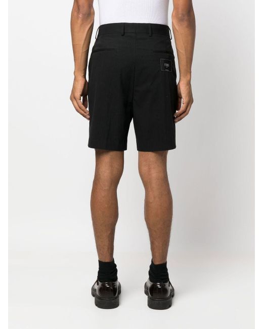Fendi Black Logo-patch Tailored Shorts for men