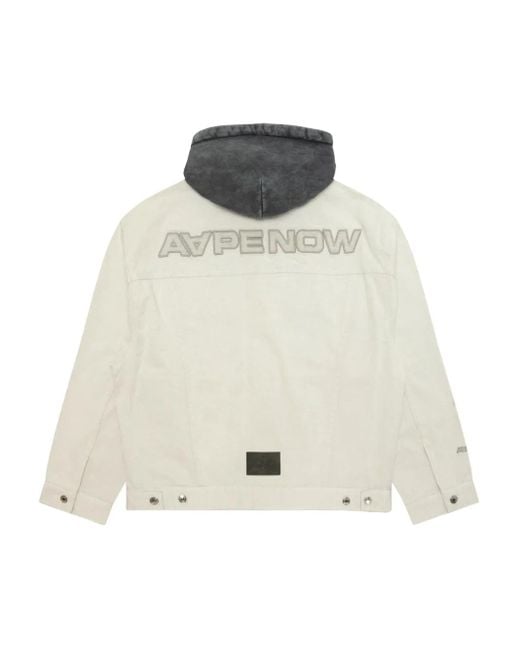 Aape By A Bathing Ape White Buttoned-Front Hooded Jacket for men