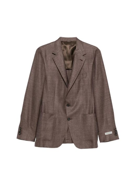 Canali Brown Kei Notched-Lapel Blazer for men