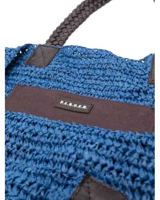 P.A.R.O.S.H. Blue Wove-raffia Tote Bag