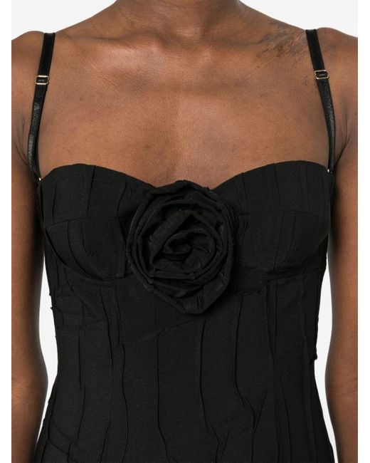 Blumarine Black Floral-Appliqué Dress