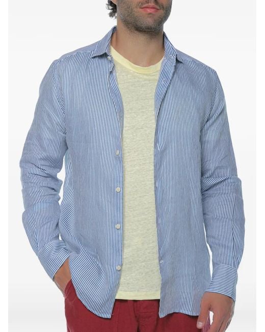 Mc2 Saint Barth Blue Pamplona Striped-Pattern Shirt for men