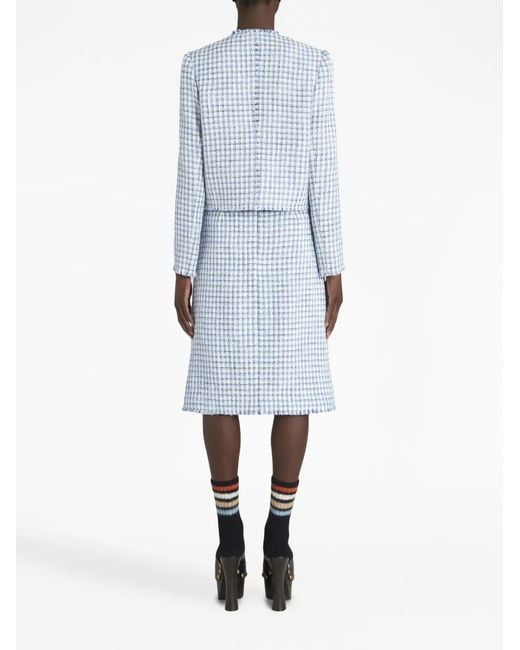 Etro Blue Round-Neck Tweed Jacket