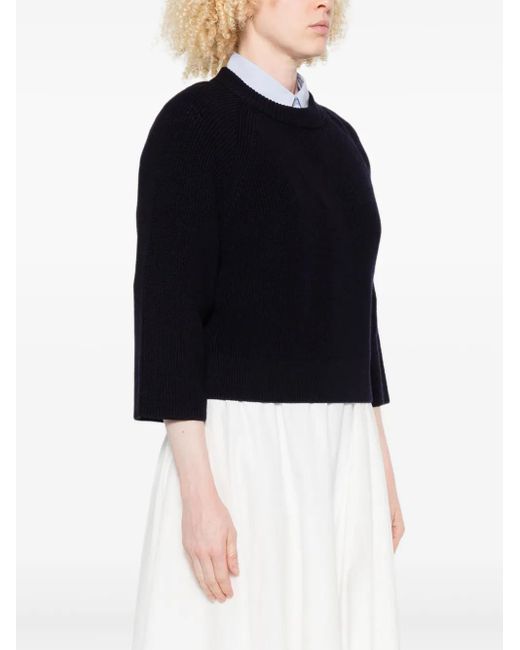 Forte Forte Black Raglan-Sleeve Cropped Sweater