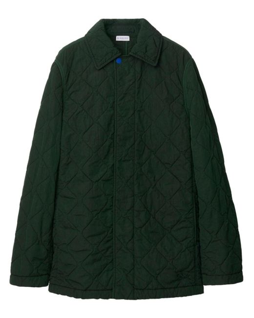 Burberry Green Equestrian Knight-embroidered Quilted Coat