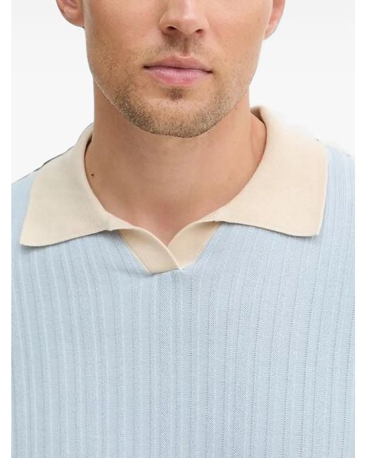 Benetton Blue Ribbed-Knit T-Shirt for men