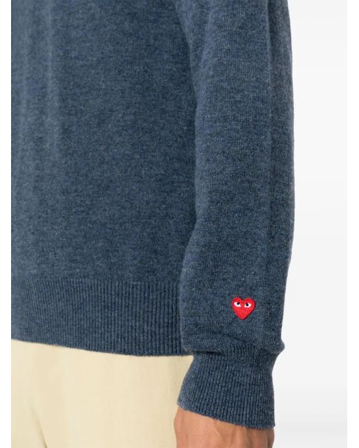 COMME DES GARÇONS PLAY Blue Logo-Appliqué Wool Jumper for men
