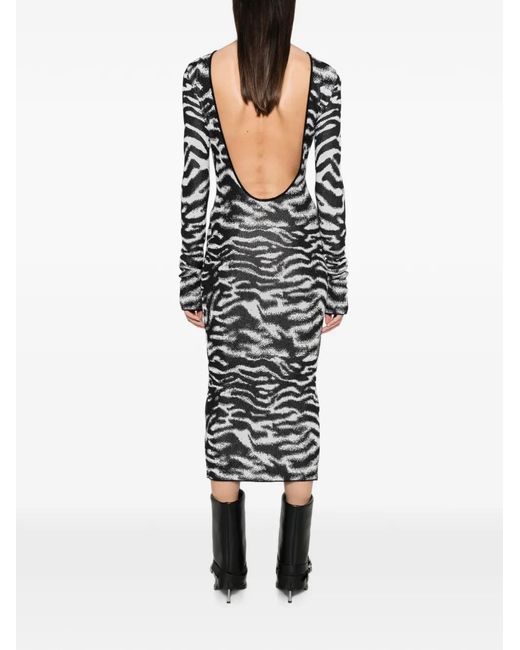 The Attico White Zebra-Print Backless Midi Dress