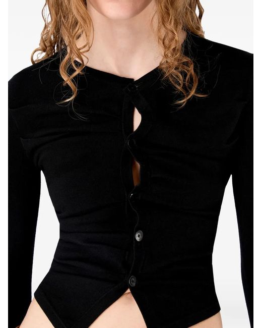 CAMPERLAB Black Cardigan À Design Froncé