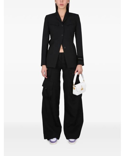 Off-White c/o Virgil Abloh Black Logo-Patch Blazer