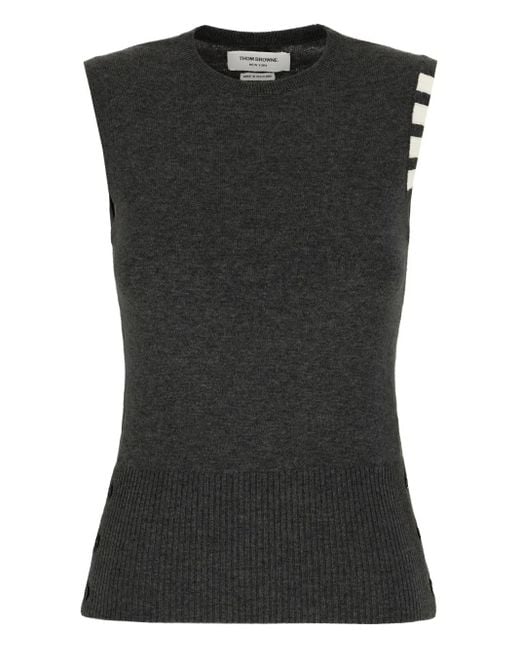 Thom Browne Black Cashmere Stripe Detail Top