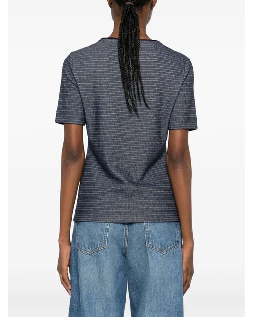 Emporio Armani Blue Textured T-Shirt