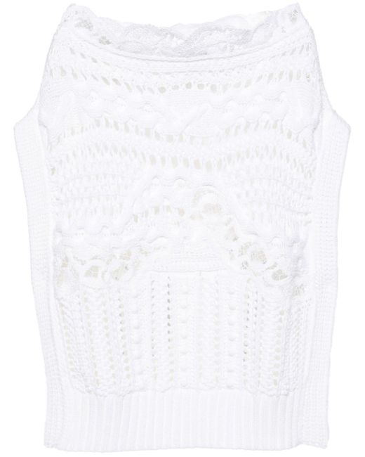 Ermanno Scervino White Crochet Knitted Top