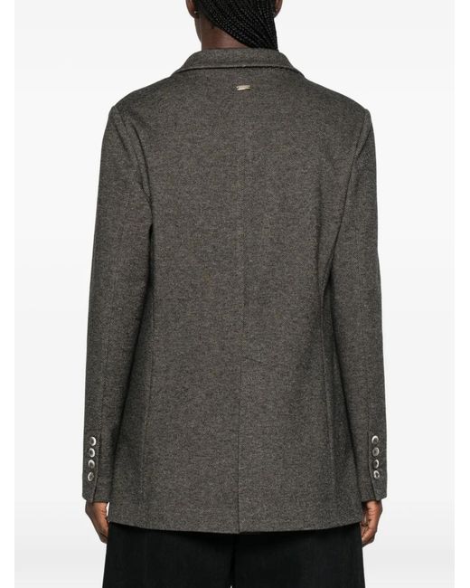 Herno Gray Double-Breasted Notched-Lapels Blazer