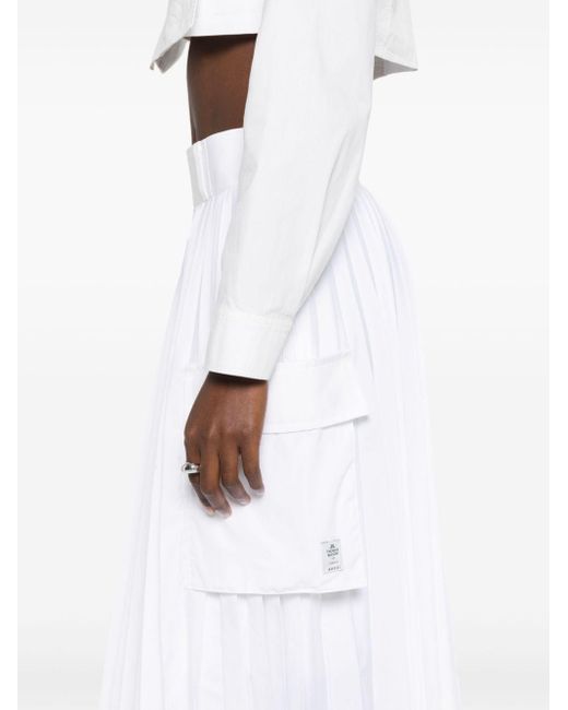 Falda midi plisada Sacai de color White