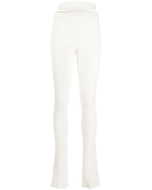 ANDREADAMO White Cut-Out Waist Ribbed Trousers