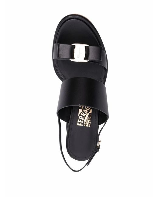 Ferragamo Black 55Mm Vara Bow Wedge Sandals